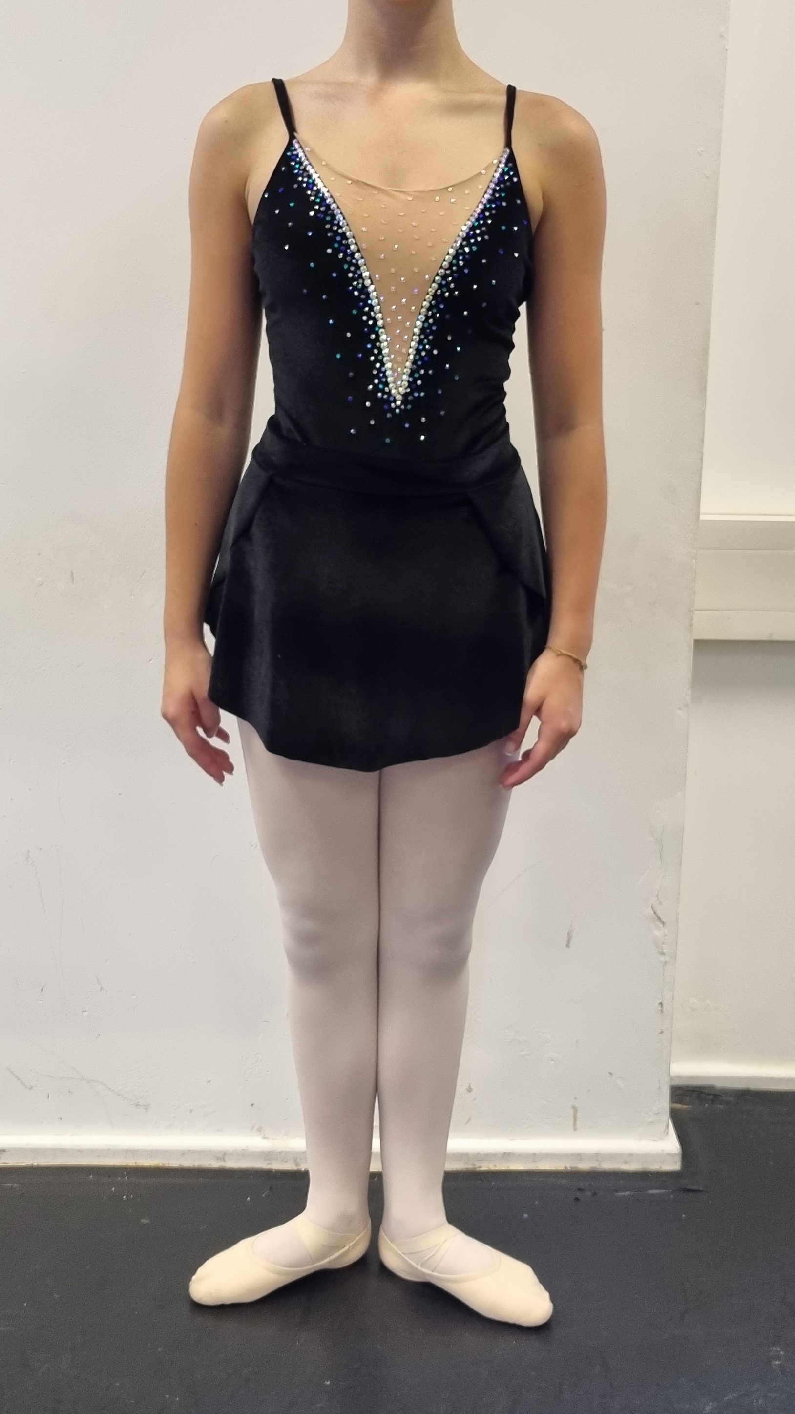 Midnight Black Velvet Leotard and Skirt